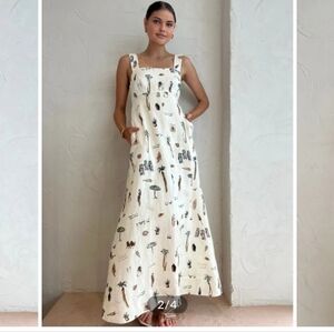 Commense White Maxi Dress with Tropical Print